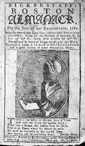 Copertina di Bickerstaffs Boston Almanack con un ritratto di Phillis Wheatley (1753-84) pubblicato nel 1782 da American School