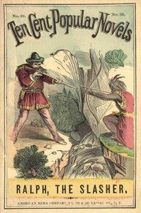 Copertina del libro “Romanzi popolari da dieci centesimi - Ralph, il Tagliatore” n. 39. American News Company. Un duello tra un indiano e un bianco. inizio XX secolo da American School