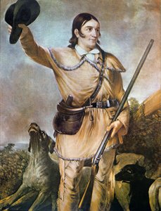 David (Davy) Crockett (1786-1836) con i suoi cani da caccia nel 1836 da American School