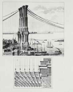 Elevazione di una torre del Ponte di Brooklyn, New York da American School