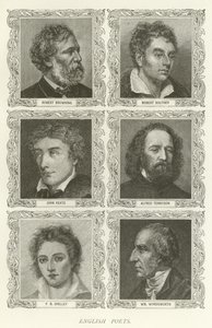 Poeti inglesi, Robert Browning, Robert Southey, John Keats, Alfred Tennyson, P B Shelley, William Wordsworth da American School