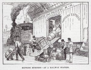 Attività di Espressi, in una Stazione Ferroviaria (incisione) da American School