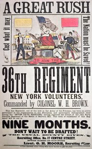 Manifesto di reclutamento federale per il 36º Reggimento, volontari di New York da American School