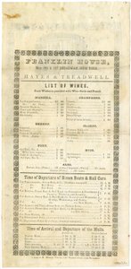 Lista dei vini della Franklin House per il 23 maggio 1844, 1844 da American School