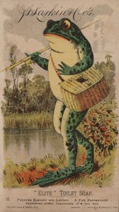 Rana che va a pescare, pubblicità per il sapone da toilette Elite di J D Larkin, 1882