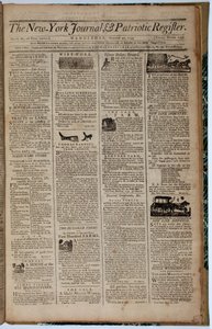 Prima pagina del New York Journal and Patriot Register, 21 agosto 1793 da American School