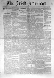Prima pagina di The Irish-American, pubblicato a New York, 4 novembre 1876 da American School