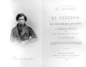 Frontespizio e pagina del titolo di My Bondage and My Freedom, di Frederick Douglass (1818-95) pubblicato nel 1855
