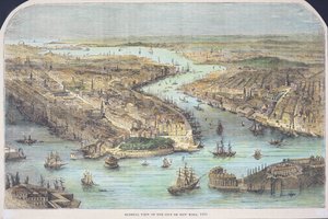 Veduta generale della città di New York da American School
