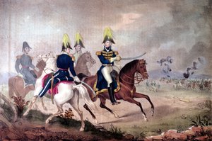 Il generale William Henry Harrison (1773-1841) e il suo staff alla Battaglia del Tamigi nel 1813 da American School