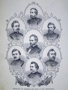 Generale William Tecumseh Sherman (1820-91) e alcuni dei suoi comandanti dell