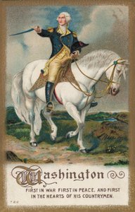 George Washington, su un cavallo bianco
