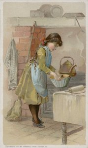 Ragazza che cucina in cucina da American School