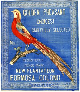 Golden Pheasant Choicest Carefully Select, No. Registered Trade Mark New Plantation Formosa Oolong da American School