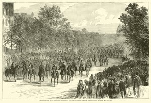 Grande parata a Washington, la cavalleria di Sheridan che passa lungo Pennsylvania Avenue, 23 maggio 1865, maggio 1865 da American School