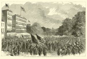 Grande parata a Washington, i veterani di Sherman che marciano lungo Pennsylvania Avenue, maggio 1865 da American School