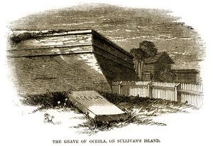 Tomba del capo Seminole Osceola, come appariva accanto al Bastione Nordoccidentale di Fort Moultrie nel 1860, poco prima della Guerra Civile Americana da American School