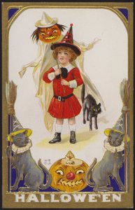 Biglietto di Halloween (litografia a colori) da American School