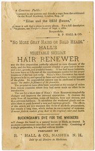Halls Vegetable Sicilian Hair Renewer, Restores Gray Hair to its original color and prevents baldness, Verso da American School