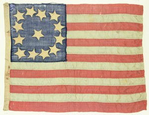 Bandiera cucita a mano con tredici stelle, c.1830-80 da American School