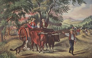 Tempo di fienagione, Il primo carico, pub. 1868, Currier & Ives da American School