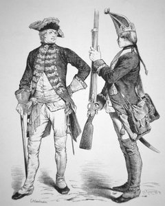 Soldati assiani del 1770, nelle loro uniformi della Guerra d