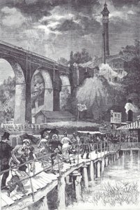 High Bridge sul fiume Harlem, che trasporta acqua fresca dalla contea di Westchester al serbatoio di Central Park da American School