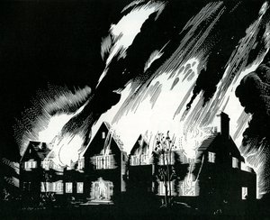 Casa avvolta dalle fiamme da American School