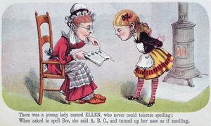 Illustrazione da Ellen, una rima in Nonsense for Girls, un opuscolo pubblicato da McLoughlin Brothers, New York, 1874 da American School
