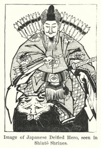 Immagine di un eroe deificato giapponese, visto nei santuari Shinto (incisione)