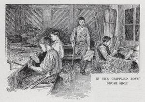 Nel negozio di spazzole dei ragazzi storpi (litografia) da American School