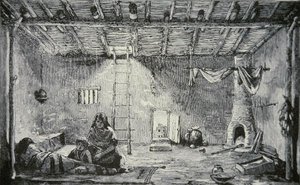Interno di una casa Pueblo, c.1880 da American School