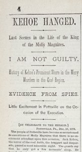Kehoe impiccato, dal New York Herald, 19 dicembre 1878