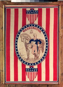 Fazzoletto che raffigura un ritratto equestre a figura intera di George Washington, c.1876 da American School