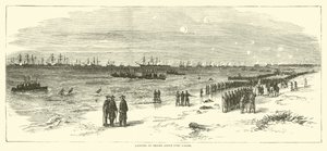 Sbarco delle truppe sopra Fort Fisher, gennaio 1865 da American School