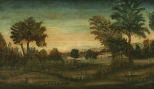 Paesaggio con edifici, fine XVIII secolo da American School