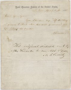 Lettera di Abraham Lincoln al generale Ulysses S. Grant, 7 aprile 1865