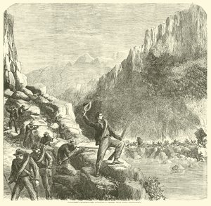 Cecchini di Longstreet attaccano un treno federale sopra Chattanooga, ottobre 1863 da American School