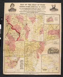 Mappa del teatro di guerra. Contenente una mappa dei dintorni di Washington, Baltimora, Harper
