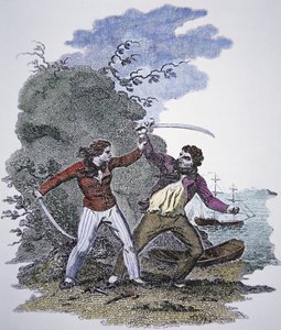Mary Read combatte un altro pirata per salvare la vita del suo amante