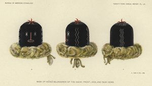 Maschera di Hehea (blunderer) del nadir (litografia a colori) da American School