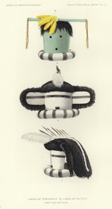 Maschera di Yamuhakto e maschera di Hututu (litografia a colori) da American School