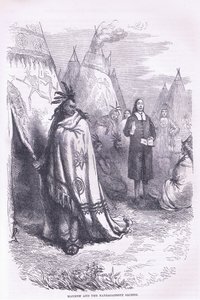 Mayhew e i Naragansett 1674, illustrazione da Cassell