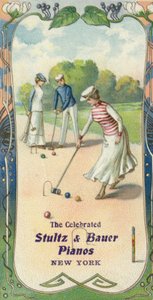 Uomini e donne che giocano a croquet da American School