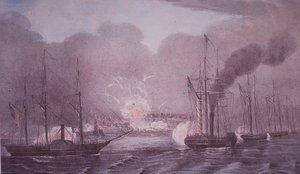 Guerra messicano-americana (1846-48), la marina degli Stati Uniti bombarda Veracruz