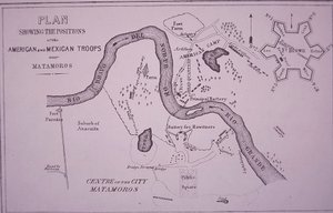 Guerra messicano-americana (1846-48), mappa delle truppe statunitensi vicino al Rio Grande e Matamoros