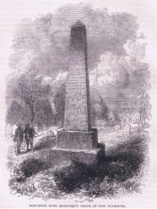 Monumento sulla tomba di Bradford a New Plymouth 1641, illustrazione da Cassell