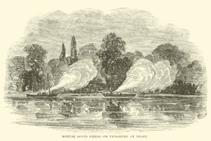 Barche a mortaio che sparano su Vicksburg di notte, luglio 1862 da American School