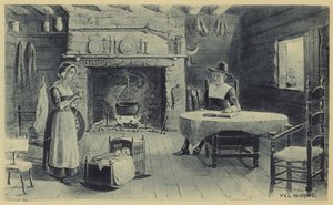 Casa del pioniere del New England (litografia) da American School