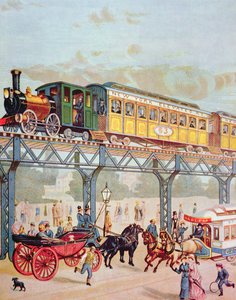 Ferrovia sopraelevata di New York, c.1880 da American School